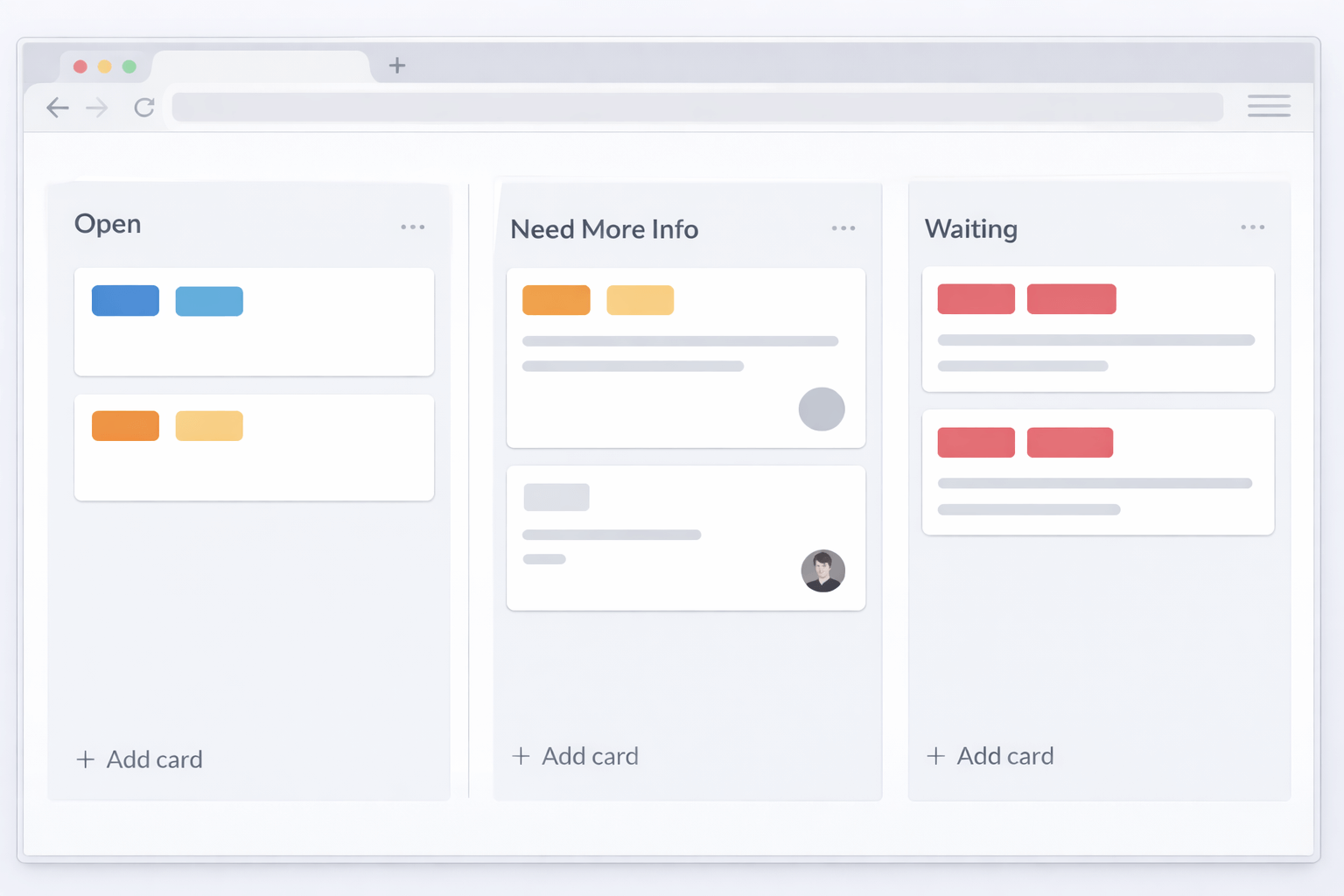 Ticketing board tracking work orders from alert to resolution